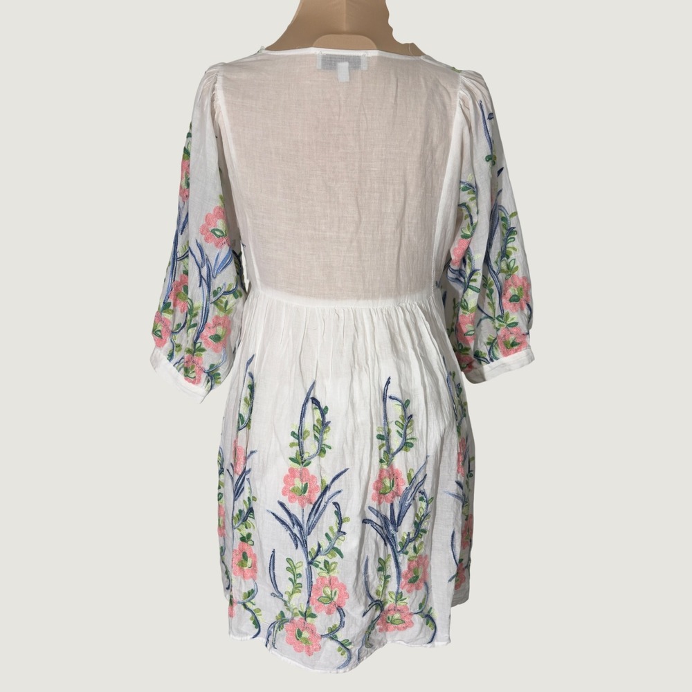 3294 | Hayden Los Angeles White Floral Embroidered Gauzy Mini Dress Womens Small - Picture 3 of 10